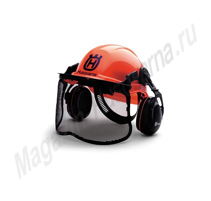 Флуоресцентный шлем Husqvarna в сборе с наушниками, код 5056755-15